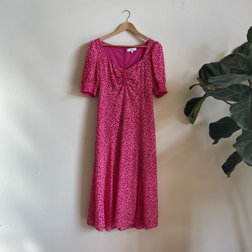Likely Pink Floral Midi Dress